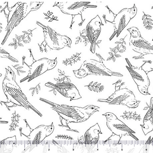 Drawn to Birds - Bird Toile White 31137-Z By QT Fabrics