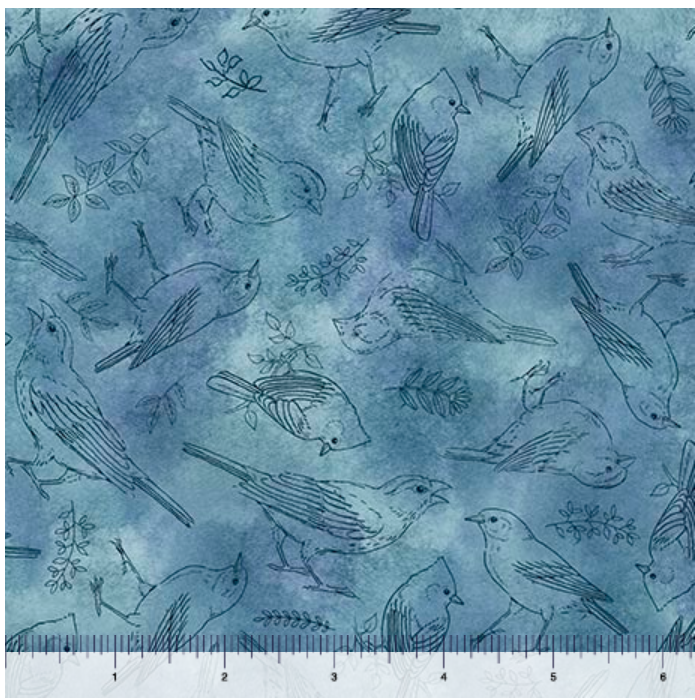 Drawn to Birds - Bird Toile Blue 31137-B By QT Fabrics