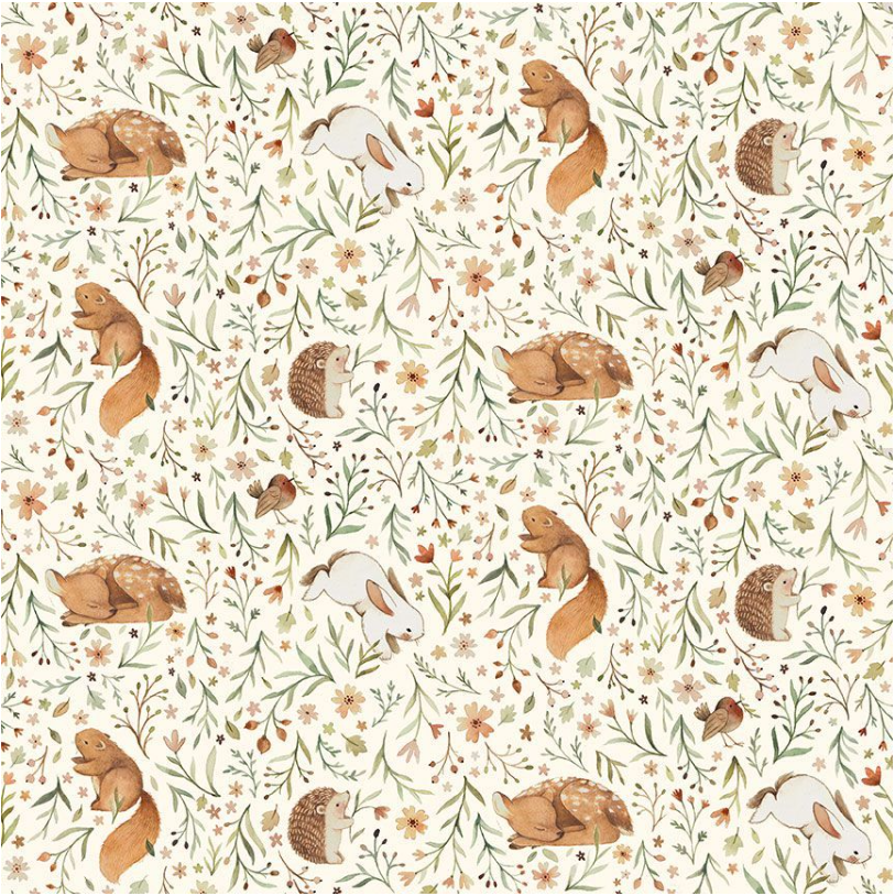 Little Forest - Animal Floral DNS2073 Cream by Dear Stella