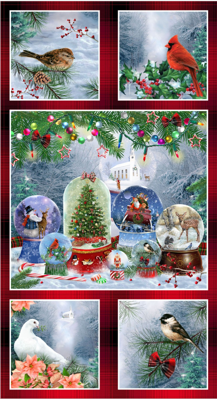 Believe - Block Panel - Birds-Christmas-Floral by Henry Glass & Co. Inc. - 138