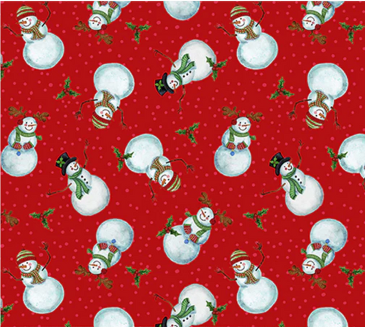 Chilly Friends - Snowmen - Red 53528-5 by Windham Fabrics