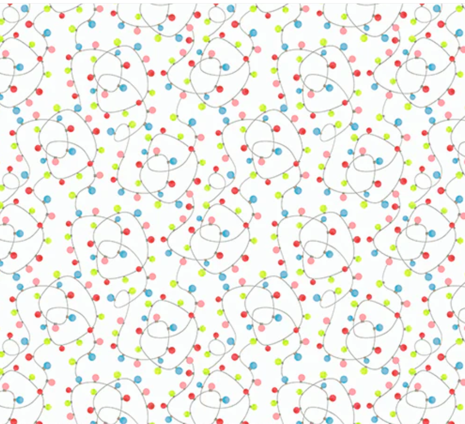 Happy Pawlidays - Tangled Lights on White 53551-3 by Windham Fabrics
