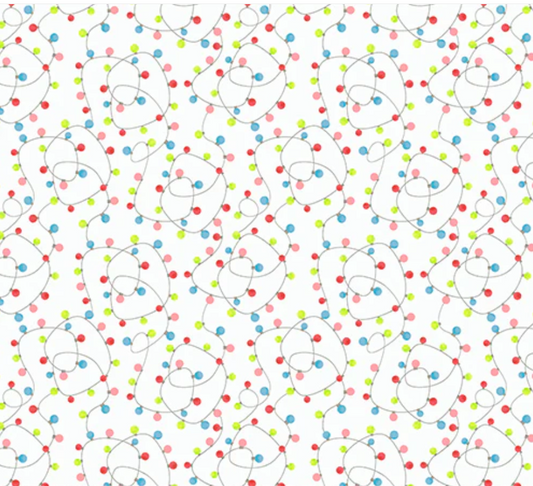 Happy Pawlidays - Tangled Lights on White 53551-3 by Windham Fabrics