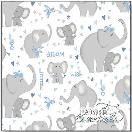 Safari Lullaby - Elephant All Over White 36263 3060 by Wilmington Prints