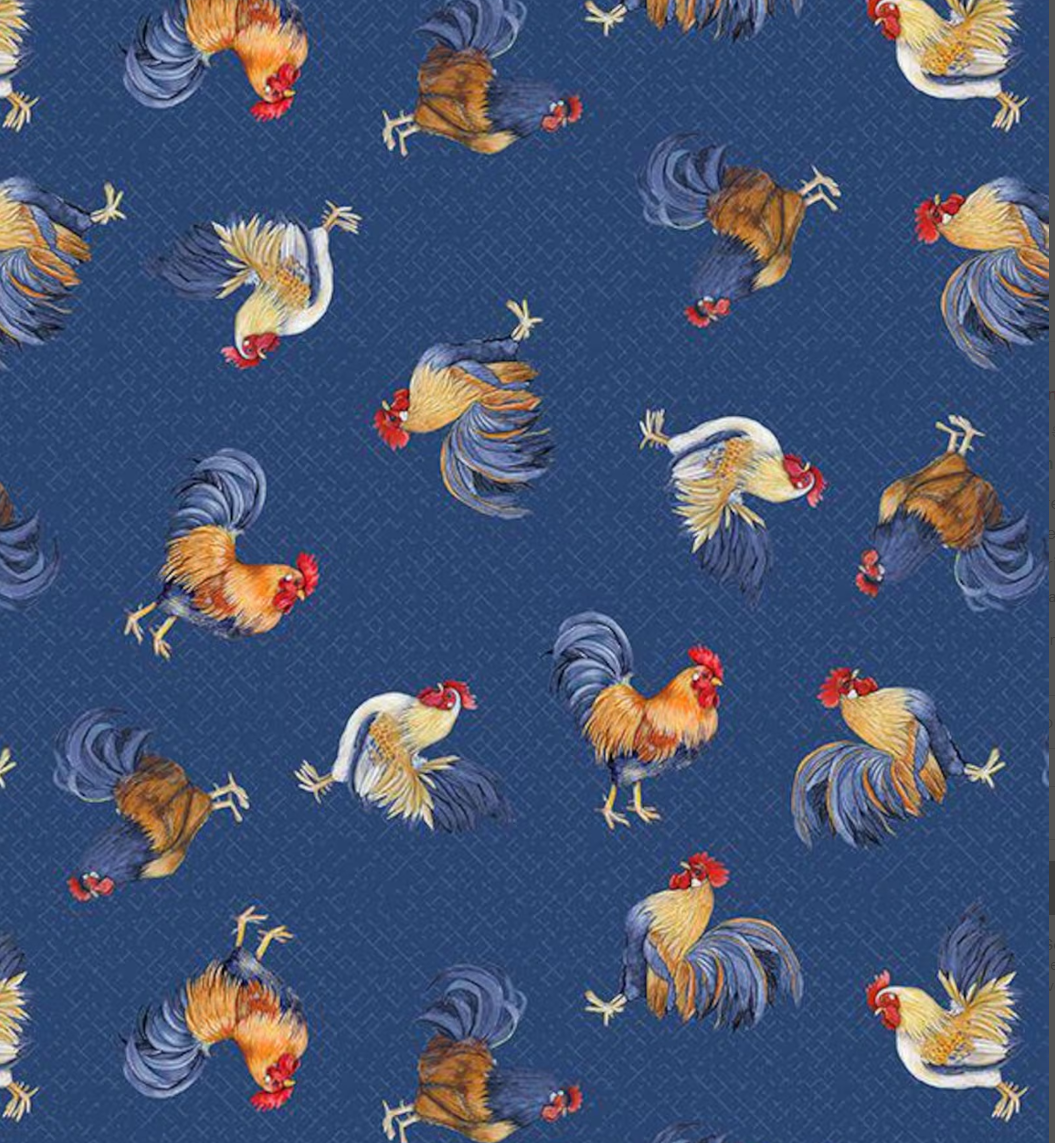 Morning Serenade - Blue Rooster Toss 39865 424 by Wilmington Prints