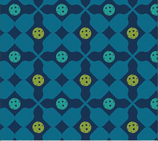 Pickleball - Balls & Rackets Navy Multi by Northcott