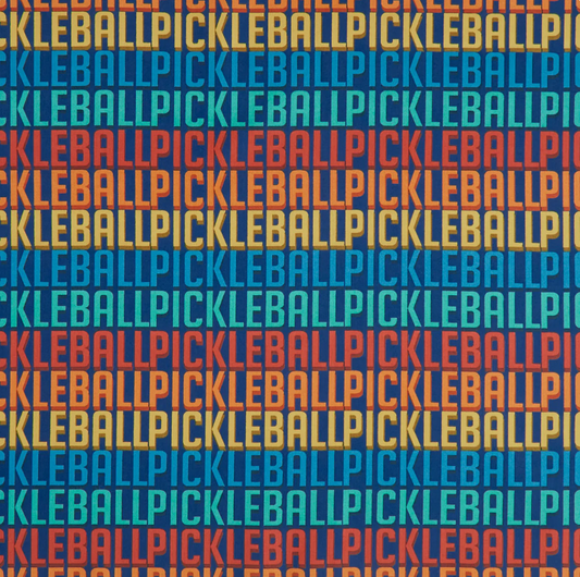 Pickleball - Words Navy Multi by Northcott
