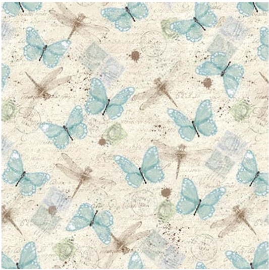 Bella Bunnies - Tossed Butterflies and Dragonflies 8043 by Studio E Fabric