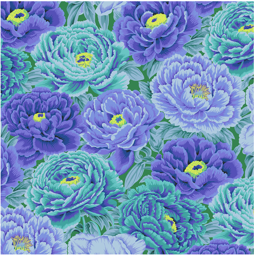 Kaffe Fassett August 2025 - Tibetan Peony Blue PWPJ136 by Free Spirit