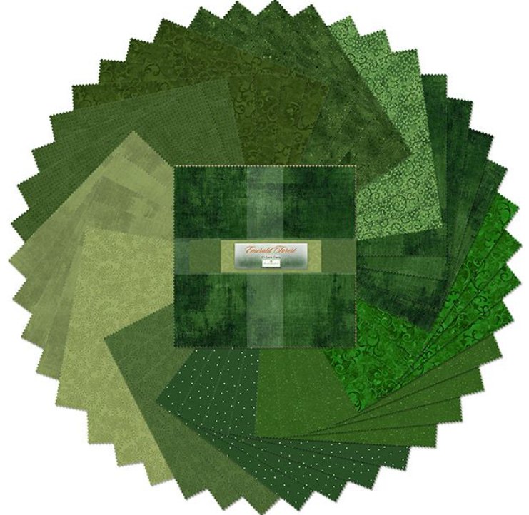 Emerald Forest - 10 Karat Gems Pkg of 42 - 10" Squares 512-2-512 by Wilmington Prints