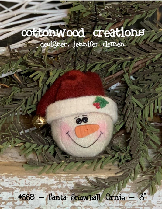 Santa Snowball Ornament by Cottonwood Creations