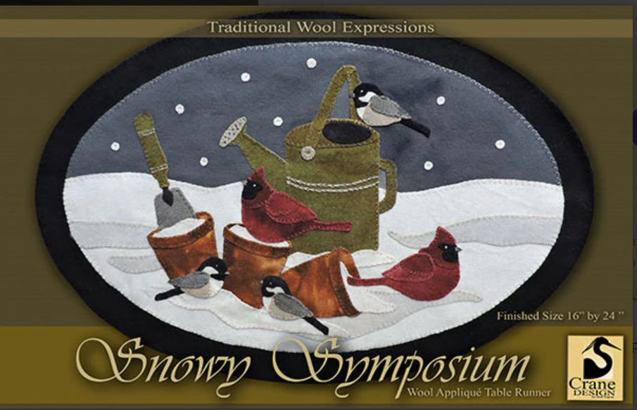 Snowy Symposium  Wool Applique Table Runner Pattern by Crane Designs