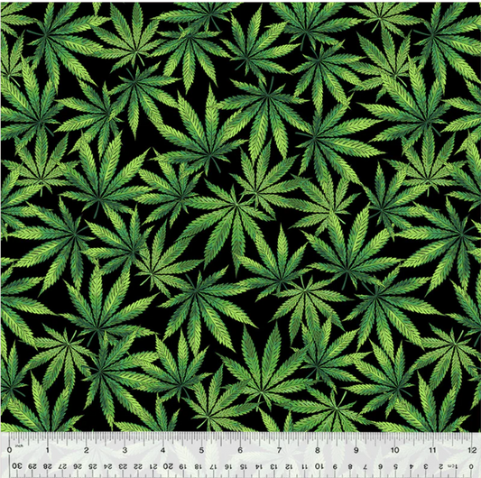 Earthy Greens 52640-1 Leaves on Black by Windham Fabrics