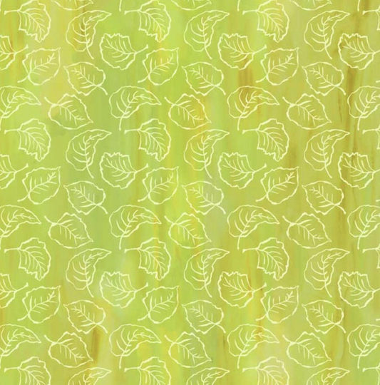 Spring in the North Woods - Stained Glass Leaves Lt. Green 05418 by P&B Textiles