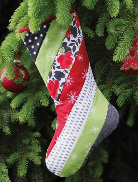 Quilt as You Go - Stripes Stocking by June Taylor