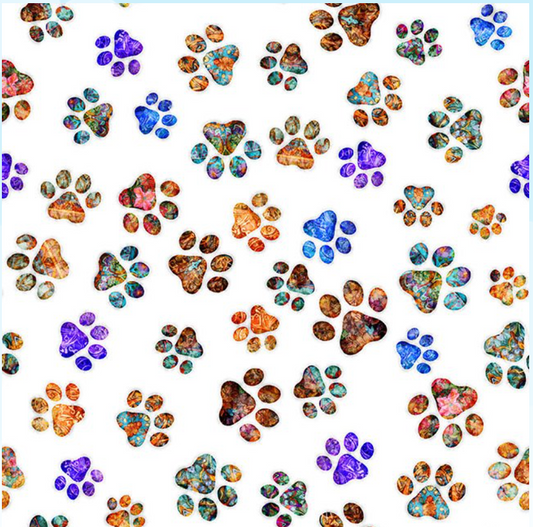 Feline Fantasia - White Paw Prints 2600-31372-Z by QT Fabrics