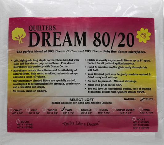Quilters Dream 80/20 - White - Twin