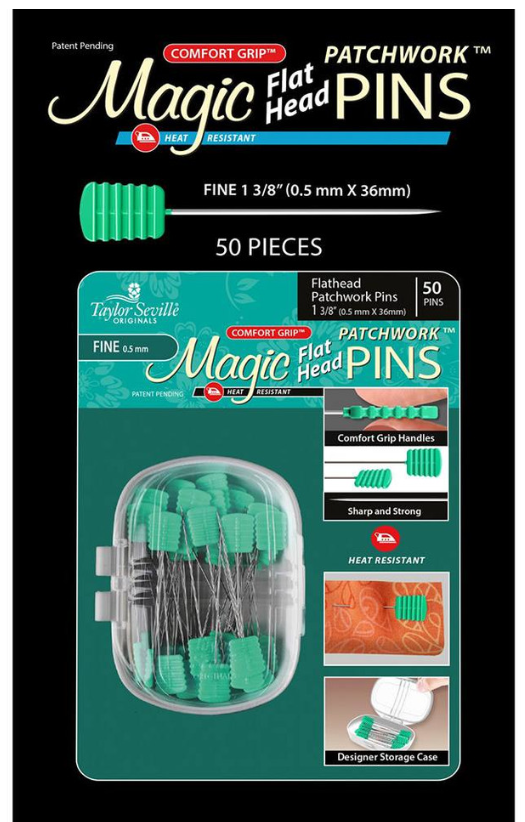 Magic Pins - Flathead Patchwork Pins - Fine 0.5  1 3/8" - Pkg of 50