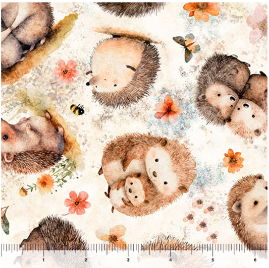 Hedgehugs - Hedgehog Toss Cream 2600-31413-E by QT Fabrics