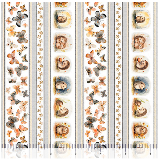 Hedgehugs - Hedgehog Border Stripe Multi 2600-31414-X by QT Fabrics