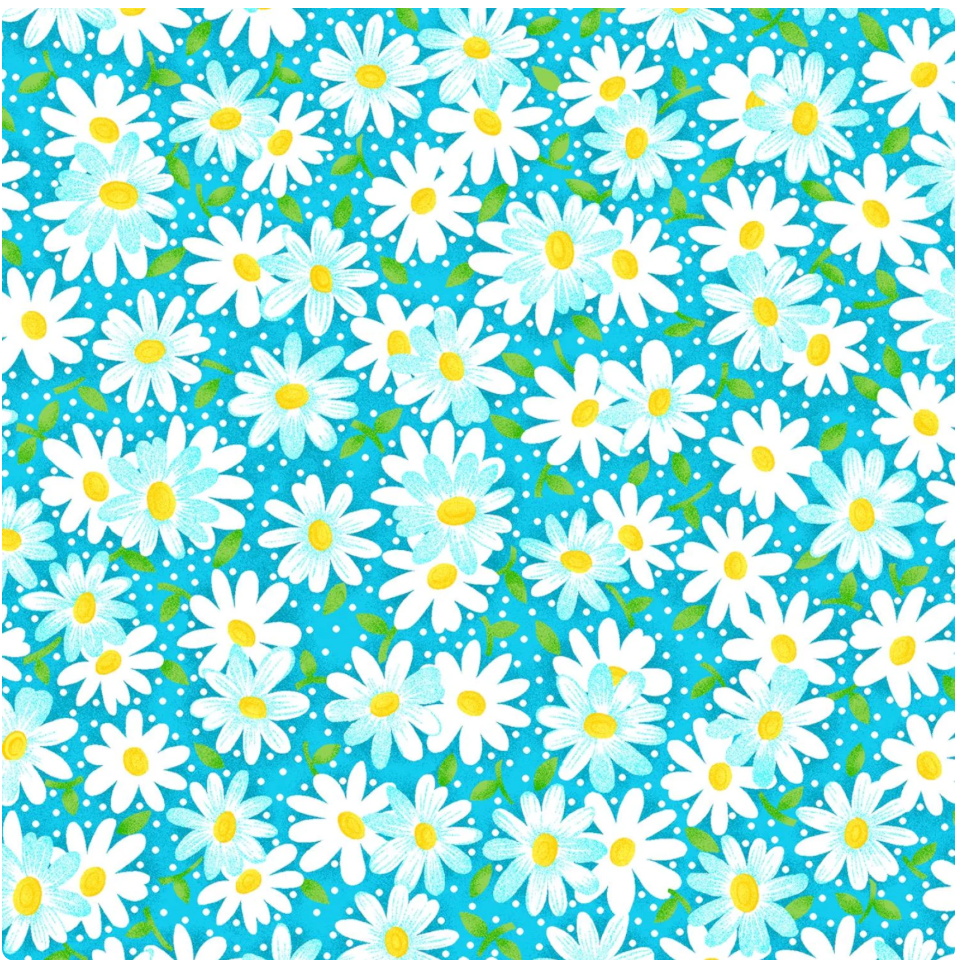 Packed Daisy Teal - 15958911 by Fabric Traditions