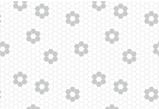 Hexie Flower Bouquet-Small Stitched Hexies on White by Camelot Fabrics