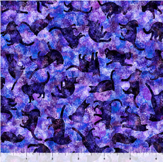 Feline Fantasia - Cat Silhouettes Purple 2600-31371-V by QT Fabrics