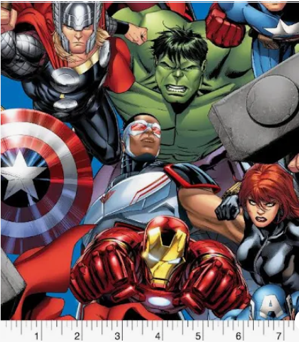 Marvel Packed Avengers - Licensed Character Fabric 24143 by Springs Creative