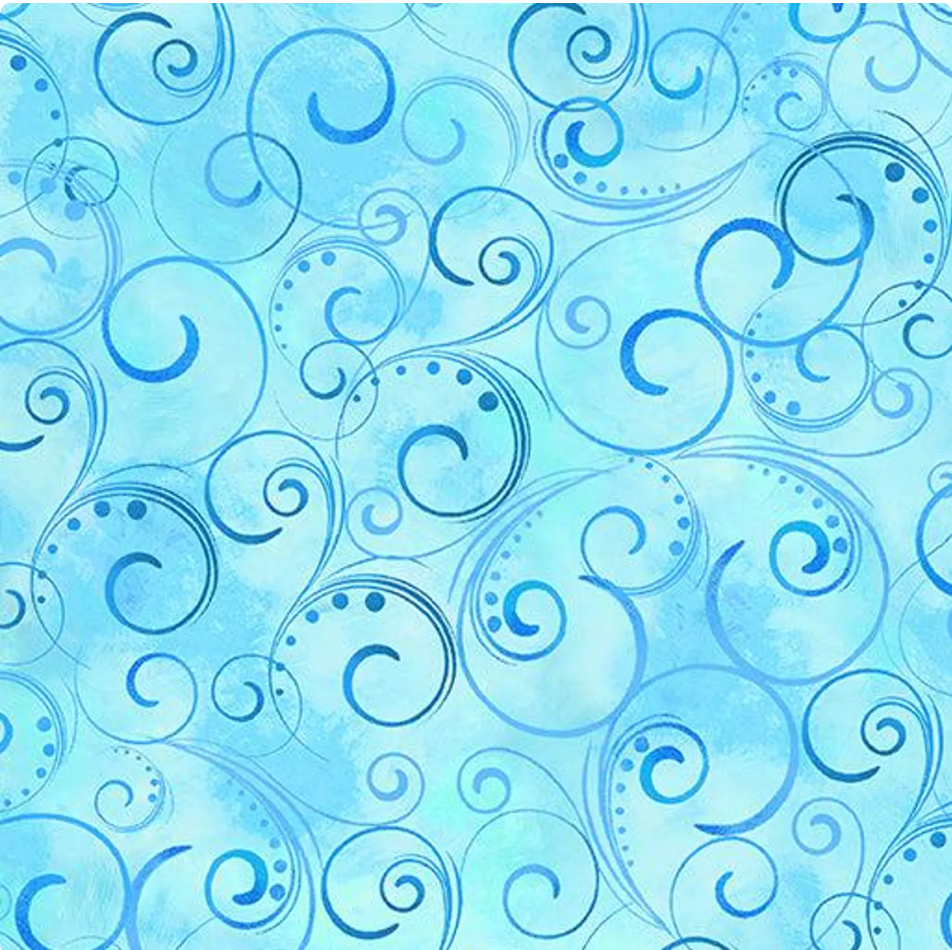 108" Swirling Splendor - Blue by Benartex
