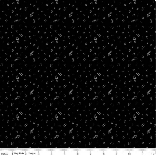 Blackout - Black Music Notes C16242 by Riley Blake