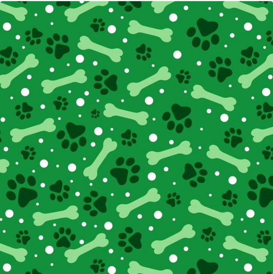 Paws and Bones - DX-4363-4C Green by David Textiles