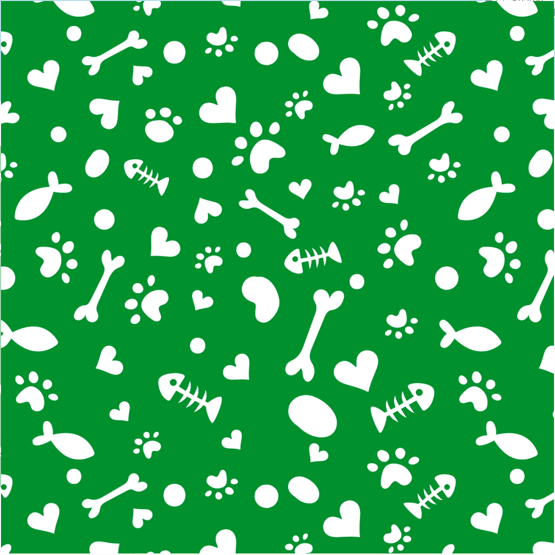 Cat Paw Ditsy - DX-4362-4C Green by David Textiles