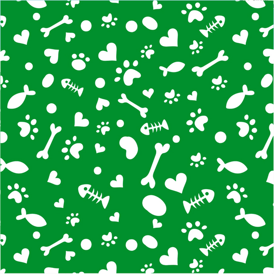 Cat Paw Ditsy - DX-4362-4C Green by David Textiles