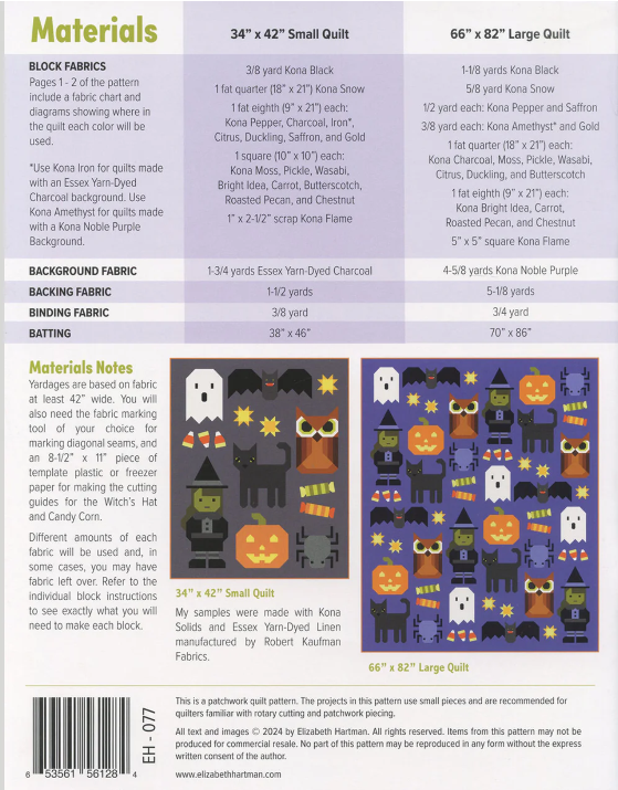 Happy Halloween - A Quilt Pattern by Elizabeth Hartman