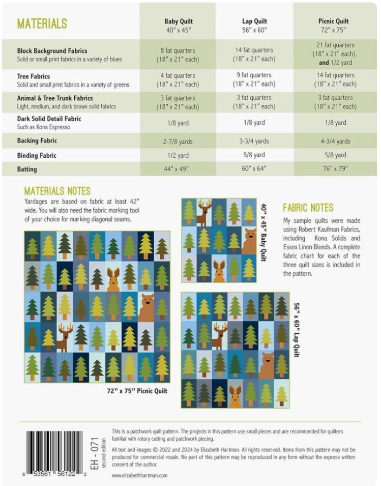 Lookout - Tree and Animal Sampler Quilt - A Pattern by Elizabeth Hartman