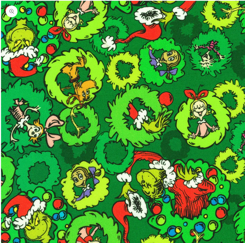 How the Grinch Stole Christmas - Pine Wreaths ADED-22566-274 by Dr. Seuss Enterprises for Robert Kaufman