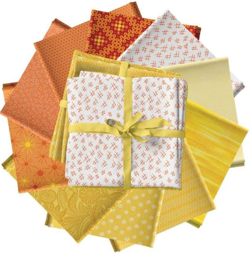 Color Elements Orange/Yellow - Fat Quarter Bundle of 10 by Benartex