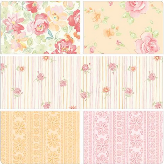 Sweet Baby Rose-Pink - 1 Yard Bundle 5 Pieces by Dover Hill for Benartex