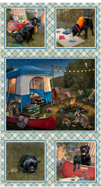 Camping Pups Panel by Robert Giordano for Henry Glass & Co. (142)