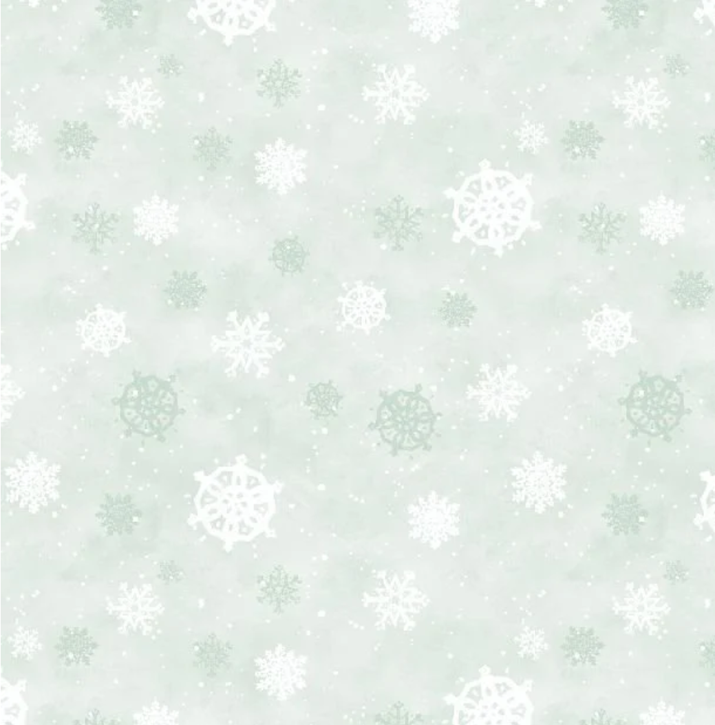 Medley in Red - Snowflakes Mint Green by Wilmington Prints