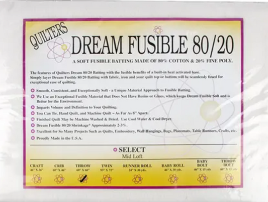 Quilters Dream - Quilters Dream 80/20 Fusible Batting - Throw