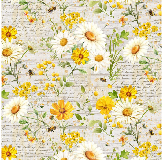You Are My Sunshine - CD3881 Beige Daises &amp; Flowers with Text by Timeless Treasures