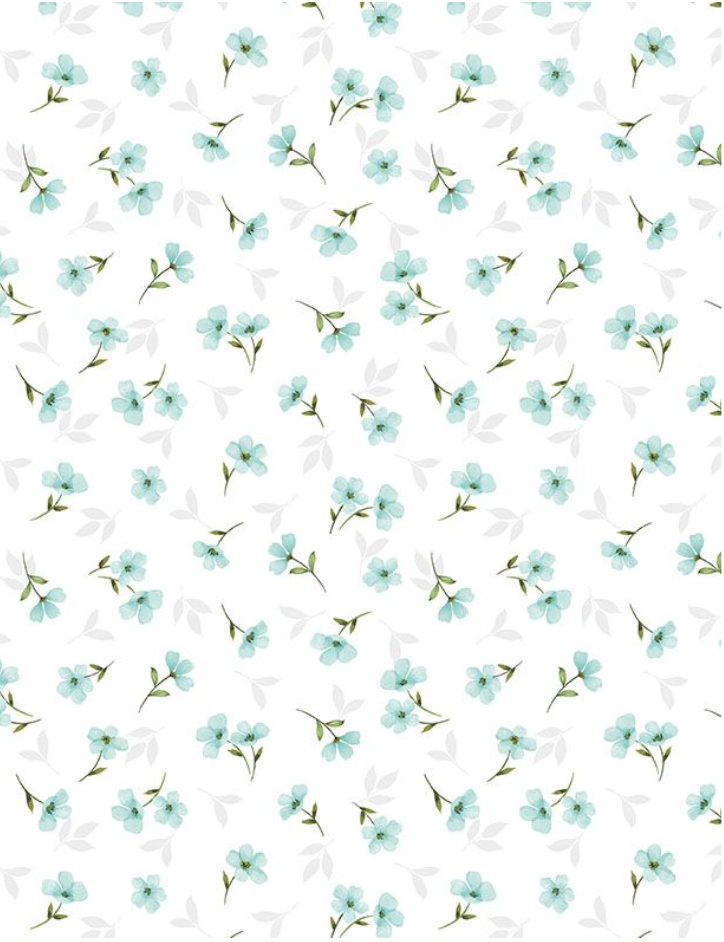 Gentle Meadow - Blue on White Floral 32115 147 by Wilmington Prints