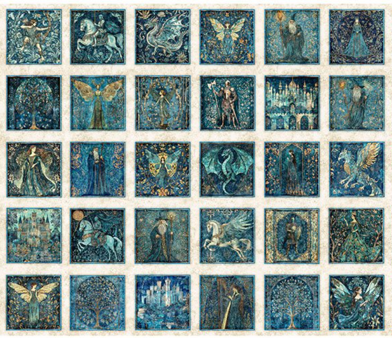 Folklore #1 Panel - Blk Small Medieval Picture Patches  (148)