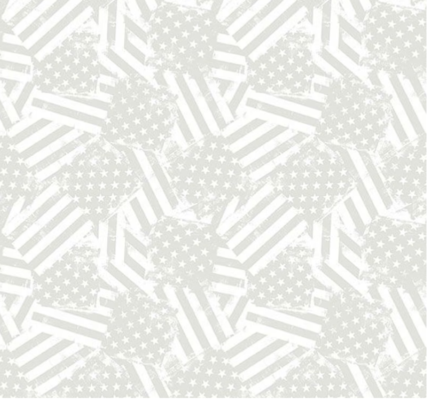 Strength & Honor - Packed Flags White on White 39212-100 by Wilmington Prints