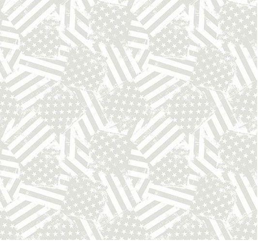 Strength & Honor - Packed Flags White on White 39212-100 by Wilmington Prints