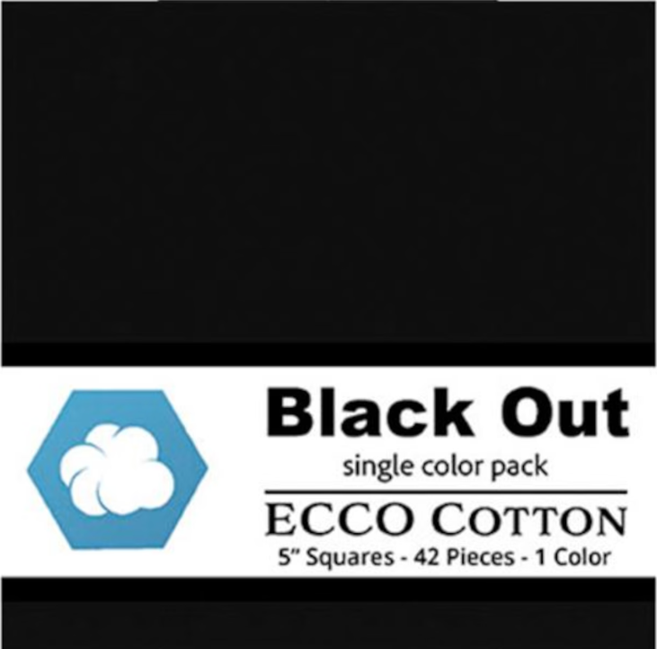 Ecco Cotton - Black Out Pkg of 42 - 5" Squares by Lumin Fabrics