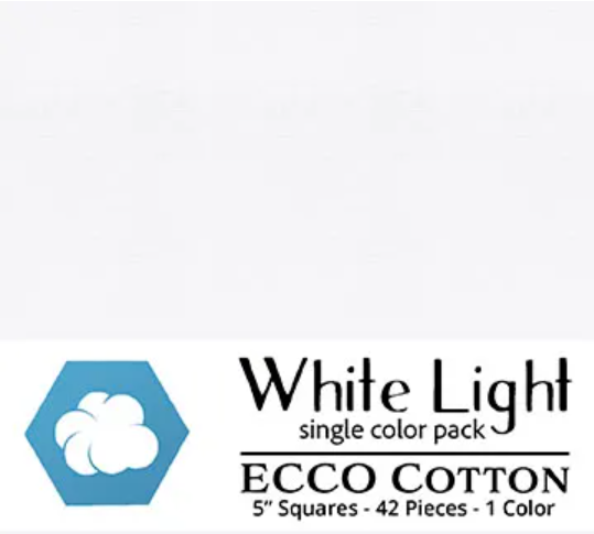 Ecco Cotton - White Light Pkg of 42 - 5" Squares by Lumin Fabrics