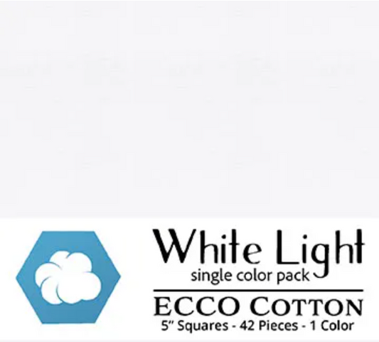 Ecco Cotton - White Light Pkg of 42 - 5" Squares by Lumin Fabrics