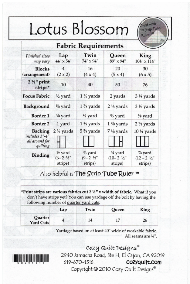 Lotus Blossom Quilt Pattern by Cozy Quilts Designs